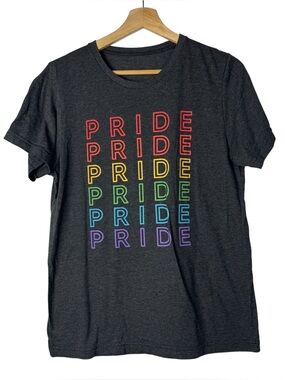 Boutique Heather Black Rainbow Pride Crewneck Short Sleeve T-Shirt M